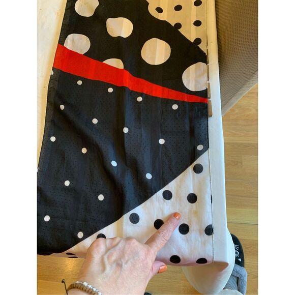 Avon VNTG 1992 Contrast Scarf Red White Blue Geometric Patterns PolkaDot 12”x62” - Picture 9 of 10
